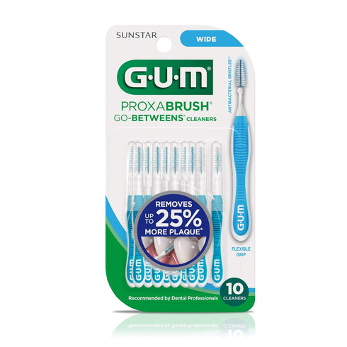 GUM Proxabrush Go-Betweens Interdental Brushes, Wide, 10 Count for Effective Plaque Removal