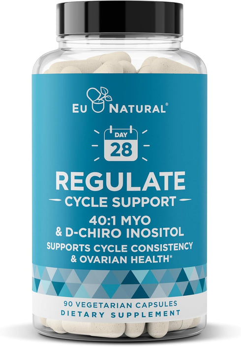 Regulate Menstrual Cycle Support Supplement, 90 Vegan Capsules, Hormone Balance for Women, 40:1 Myo-Inositol & D-Chiro