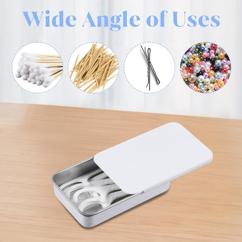 Hpmjz 4 Pack Dental Floss Portable Case White Travel Floss Box Metal Sliding Dental Pick Dispenser Refillable Glide