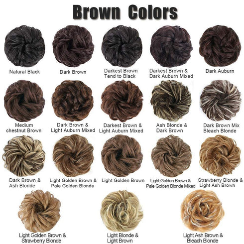 MORICA 2PCS Messy Bun Hair Piece, Fake Hair Messy Bun Scrunchies for Thin Hair, Curly Wavy Synthetic Chignon Ponytail