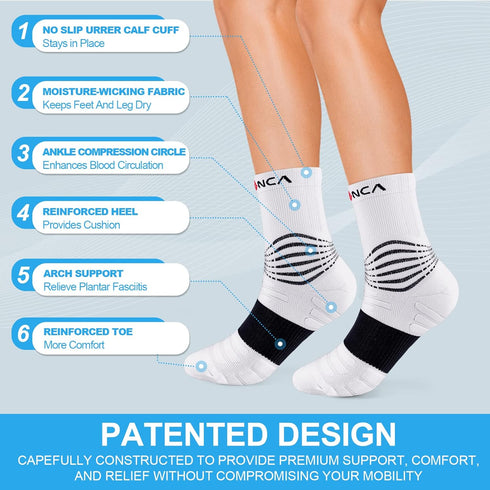 NEENCA Ankle Compression Socks, Medical Stockings for Injury Recovery & Pain Relief, Sports Protection 20-30mmHg