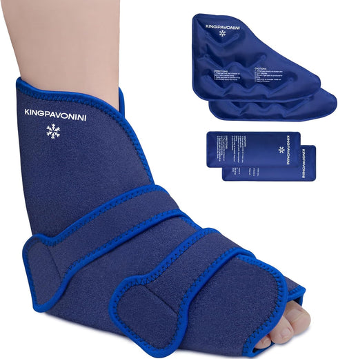 KingPavonini Ankle Foot Ice Pack Wrap for Sprained Ankle/Surgery Recovery, Reusable Gel