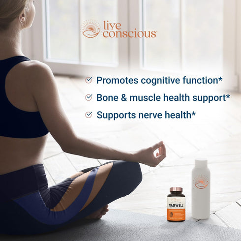 Live Conscious Magnesium Zinc & Vitamin D3 - Bioavailable Forms of Magnesium - Bone & Heart Health, Immune System