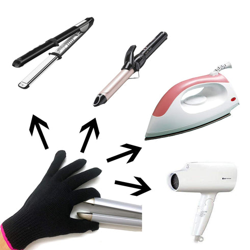Lessmon Professional Heat Resistant Glove for Hair Styling, Heat Blocking for Curling, Flat Iron, 1 Piece, Pink Edge