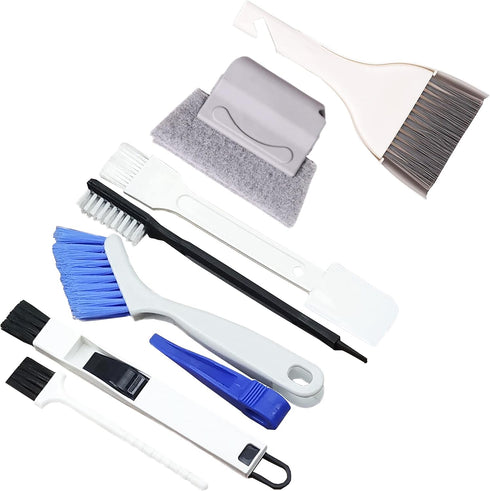 MXY 7 Piece Window and Sliding Door Track Cleaning Brushes Set, Hand-held Groove Cleaning Tools, Grout Brush Scraper