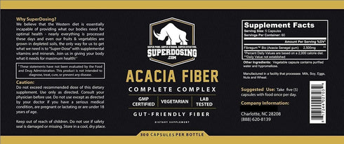 Fast Acting Organic Acacia Senegal Fiber Capsules, 300pk Natural Soluble Fiber Supplement