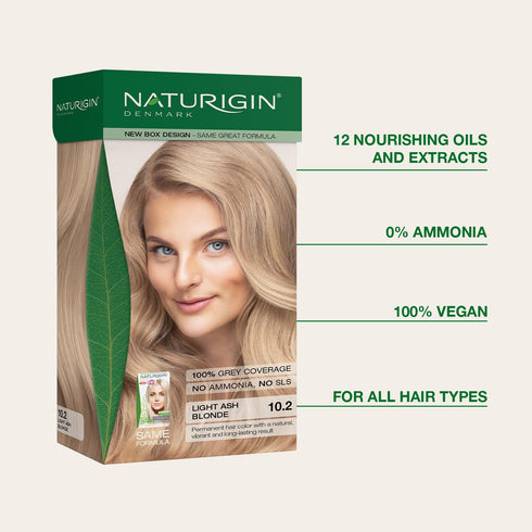 Naturigin Permanent Hair Color, 10.2 Light Ash, 1 Pack, Ammonia Free, Vegan & Cruelty-Free