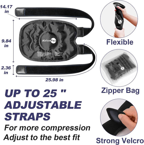 Ice Pack for Knee Pain Relief, Reusable Gel Wrap for Injuries, Cold Compress Therapy for Arthritis & ACL