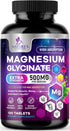 Magnesium Glycinate 500mg | High Absorption Chelated Supplement for Bone, Muscle, Nerves & Heart Health | 120 Tablets,