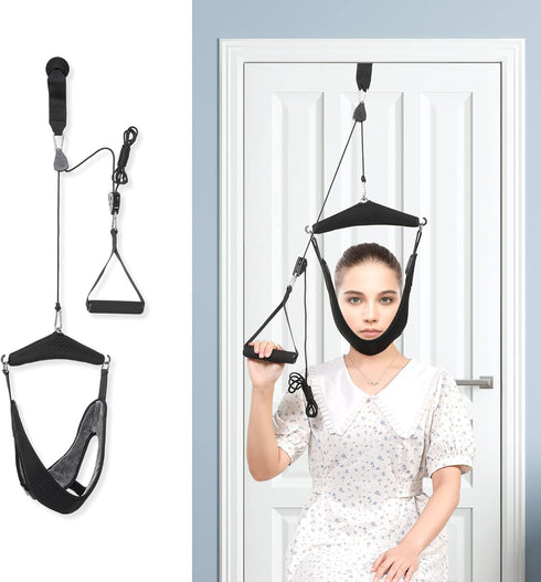 Upgraded Neck Stretcher Cervical Neck Traction Device, Portable Over The Door Device for Neck Pain Relief and Physical