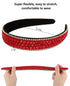 Wecoe Rhinestone Headband for Women Girls, Red Bling Sparkly Crystal Diamond Hair Accessories for Holiday Prom Gift