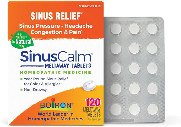 Boiron SinusCalm Tablets for Sinus Pain Relief, Congestion, Runny Nose, Headache - 120 Count