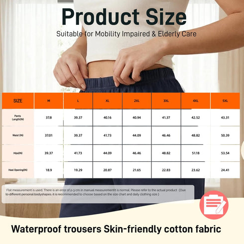 Waterproof Patient Care Trousers,Patient Care Underwear,Adjustable Incontinence Trousers,Reusable Adaptive Apparel