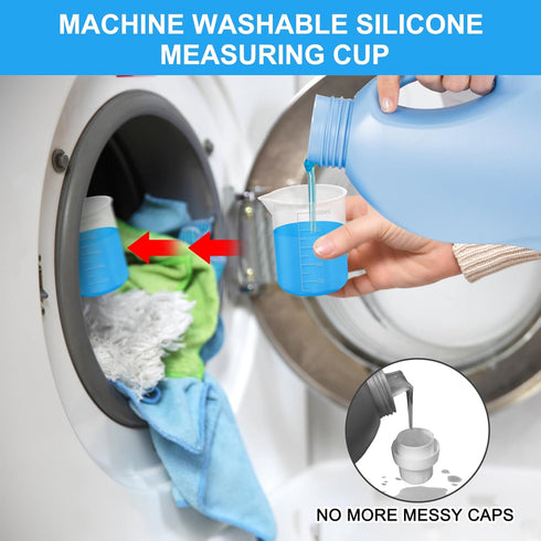 4pcs Laundry Detergent Measuring Cup, Washable Detergent Cup for Liquid Detergent, Silicone Laundry Cup, No More Mess