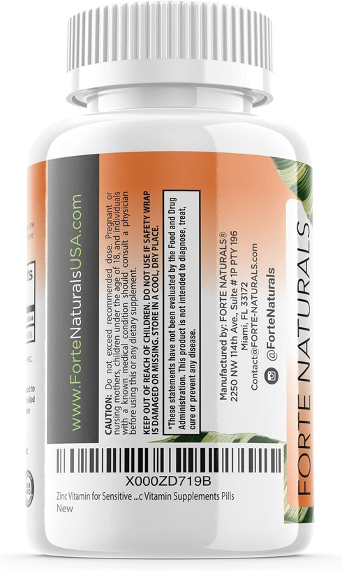 Zinc Supplements (100 Tablets) - Vegan 50mg Daily Supplement for Sensitive Stomachs, Non-GMO