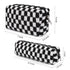Makeup Bag Checkered Cosmetic Bag - Black Makeup Pouch with Large Capacity and Makeup Brushes Storage Bag