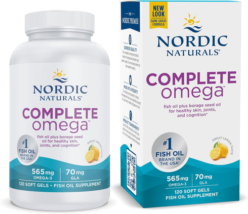 Nordic Naturals Complete Omega - Lemon Flavor, 120 Soft Gels - 565 mg Omega-3 EPA & DHA for Healthy Skin & Joints