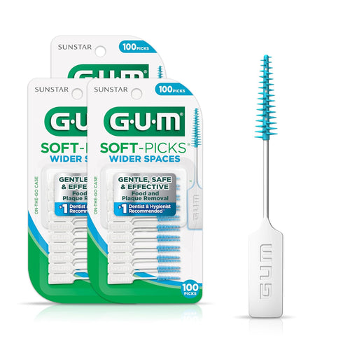 GUM Soft-Picks Wide Space, Easy to Use Dental Picks for Teeth Cleaning, Dentist Recommended, 100ct (3pk)