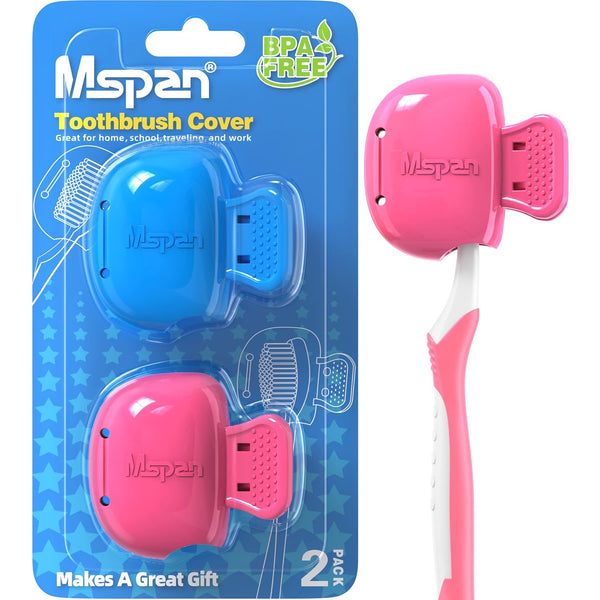 Mspan Toothbrush Protector Clip Pod, Compatible with Oral-B Philips Colgate for Manual & Electric Toothbrush - 2 Packs