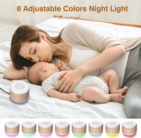 Monerr 24 8 Setting 3.93) Solid Wood White Noise Sound Machine for Baby Adults Kids Sleep Sound Machine with Soothing