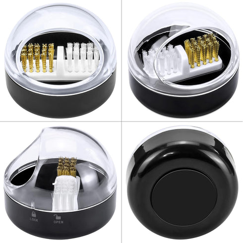 Nail Art Cleaner Tool Case with Steel Wire Brush and Nylon Brush for Cleaning Nail Drill Bits, Removable, Washable,