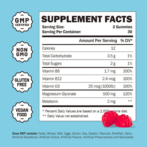 Magnesium Glycinate Gummies 500mg for Sleep Support, Chewable Magnesium for Women & Men, Muscle Relief (120 Gummies)