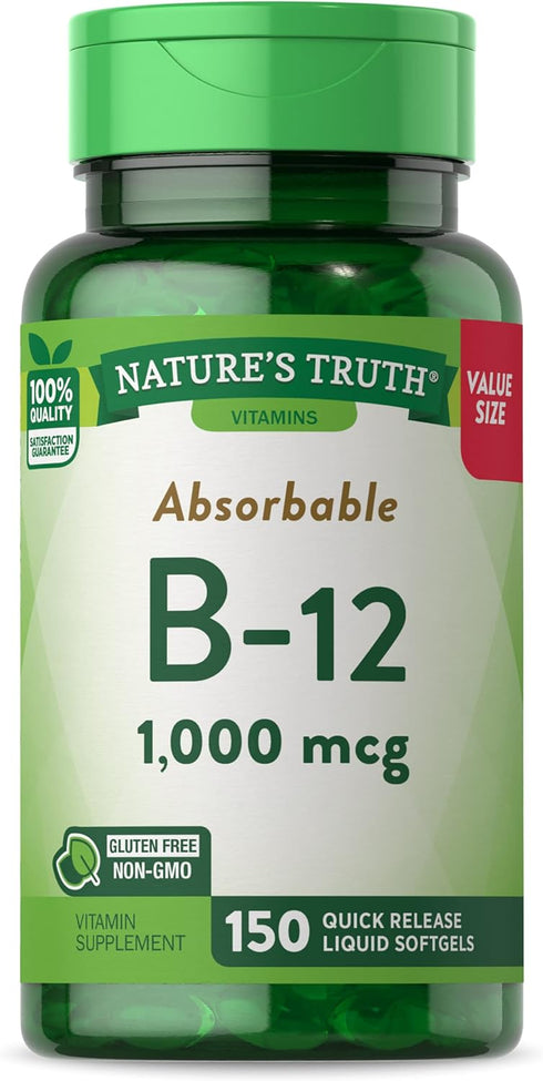 Nature's Truth Vitamin B12 | 1000 mcg | 150 Softgels | Non-GMO & Gluten Free