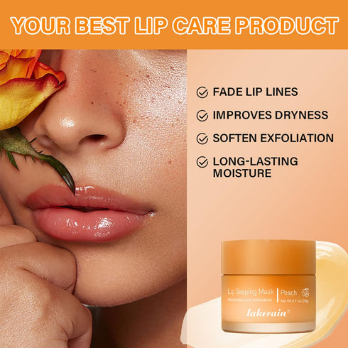 Sleeping Lip Mask, Long-Lasting Nourish & Hydrate Lip Mask, Lip Balm, Lip Oil, Lip Skin Care, Hydrating, Moisturizing Lip Lines Night Sleep Care Lip Anti-chapped Lip Cream (01# Peach)