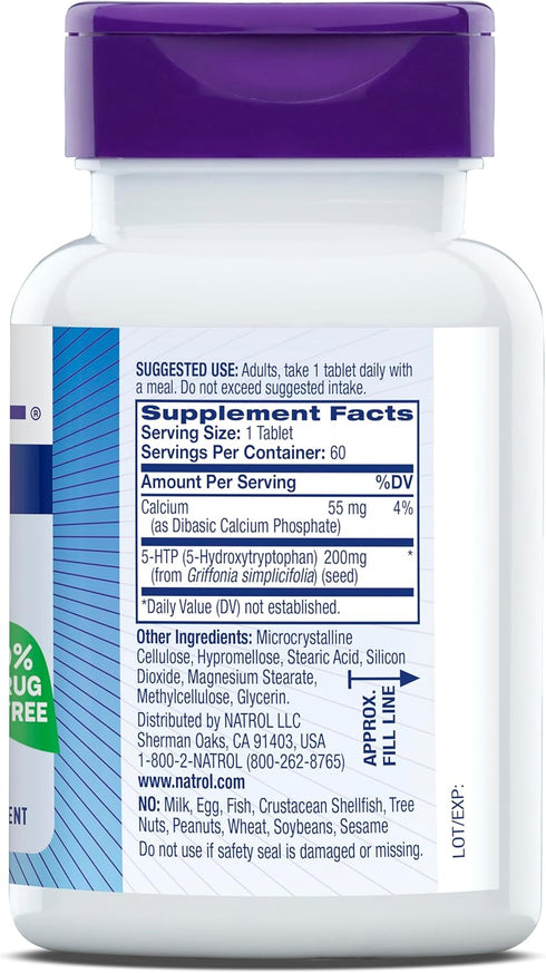 Natrol 5-HTP 200mg Dietary Supplement, 60 Time Release Tablets, 60 Day Supply