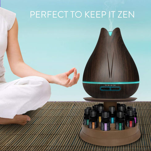 Set 20 400ml 20 4 7 Settings Aromatherapy Essential Oil Diffuser Gift with Oils and Rotating Display Stand - Ultrasonic