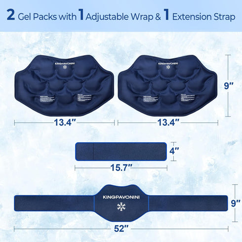 KingPavonini Extra Large Ice Pack for Back Pain Relief, 2 Pack Reusable Gel Wrap for Lumbar Surgery, Sciatica