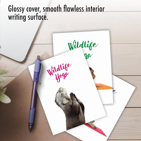 The Best Card Company - 20 Blank Yoga Animal Cards (4 x 5.12 Inch) - Kids Set (10 Designs)