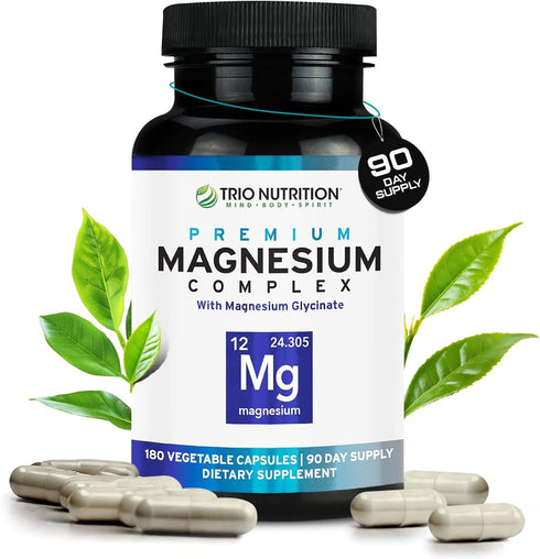 Trio Nutrition Magnesium Complex, 90 Day Supply, 420 mg | Natural Calm, Relax, Stress Relief, Muscle Recovery,
