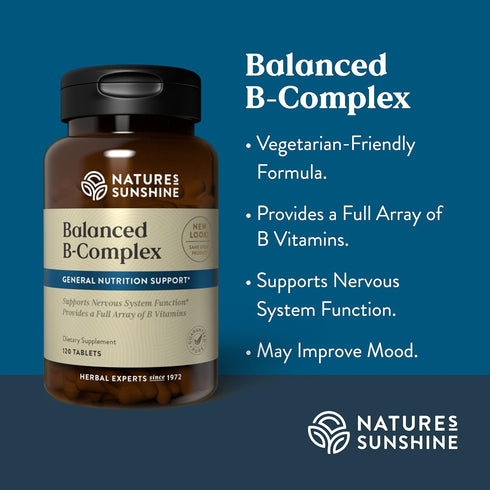 Nature's Sunshine Balanced B Complex, 120 Tablets for Digestion and Nervous System Health