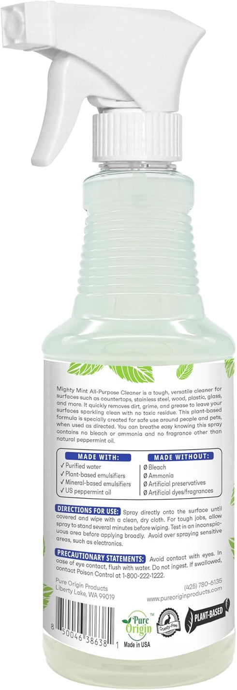 Mighty Mint All-Purpose Cleaner, Non-Toxic Spray for Home, Kitchen, and Bathroom with Natural Peppermint Scent