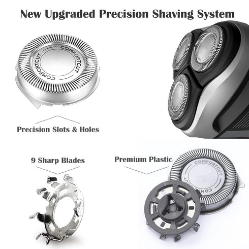 HQ8 Replacement Heads Compatible with Philip Aquatec Electric Shaver, HQ8 Heads Razor Blades New Upgraded for Aquatec Shavers HQ7100, HQ8160, AT810, PT720, PT860, 8892XL, 3-Pack & Brush