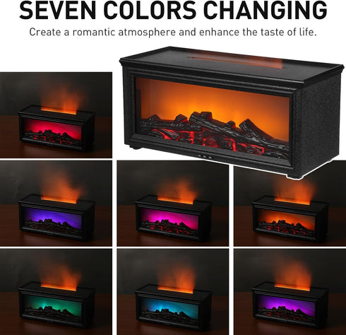 Mikinona Flame Essential Oil Diffuser with LED Color Light, Office Desk Humidifier Aromatherapy Scent Diffuser for Home