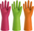 Bamllum 3 Pairs Rubber Cleaning Gloves for Household, Reusable Dishwashing Gloves, Flexible & Waterproof (Small,