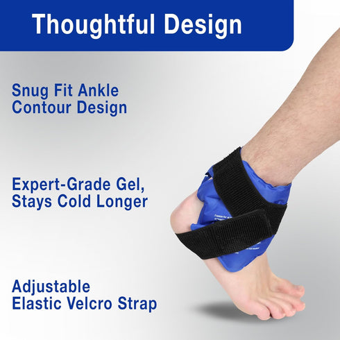 Fittest Pro Ankle Ice Pack Wrap - Reusable Ankle Cold Pack Wrap for Swelling, Hot Cold Therapy for Sprained Ankles
