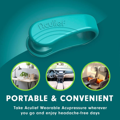 Aculief Wearable Natural Acupressure Migraine Relief Clip - Regular Teal - Drug-Free Headache & Tension Relief