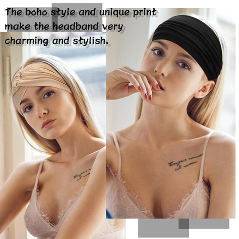 S&N Remille Wide Boho Headbands for Women, Extra Large Turban Hairband Accessories 3 Pack