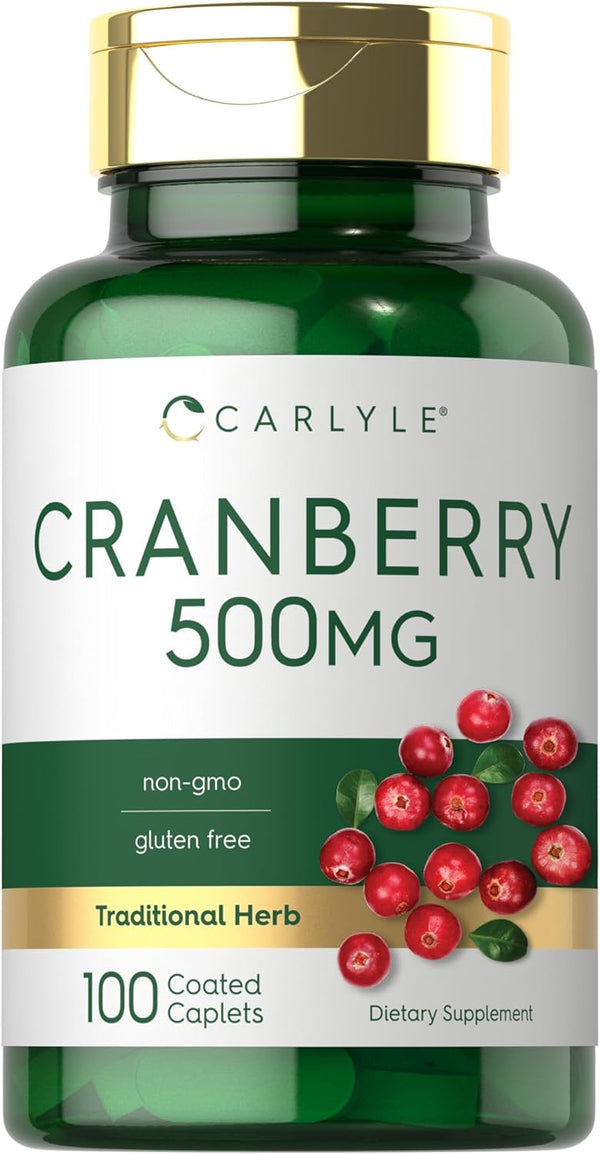 Carlyle Cranberry Pills | 500mg | 100 Caplets | Non-GMO, Gluten Free Supplement