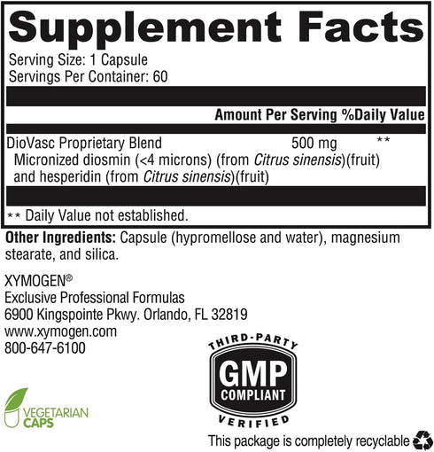 XYMOGEN DioVasc - Support for Healthy Veins, Capillaries, Blood Circulation - 60 Capsules
