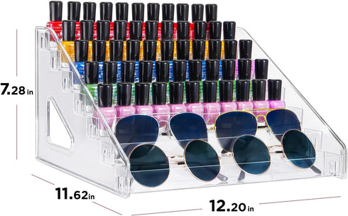 Kingtaily Nail Polish Organizer, Large Capacity 7 Layers Rack, Acrylic Stand Holder for Lipstick and Sunglasses