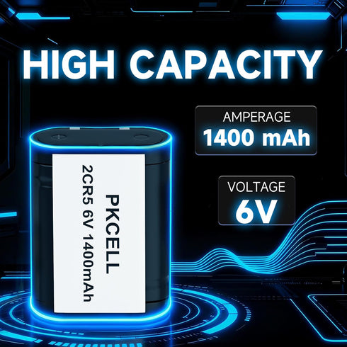 PKCELL 2CR5 4-Pack, 6V 1400mAh 2CR5M 5032LC DL245 EL2CR5 KL2CR5 RL2CR5 Lithium Battery Lithium Photo Battery