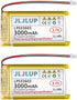 JLJLUP 2Pcs 3.7V Lipo Battery 3000mAh Rechargeable Lithium Polymer Batteries Pack with JST1.25mm