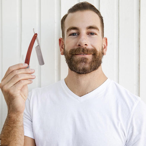 Straight Razor - Professional Barber Razor for Men with Wood Steel Shaving Carbon for Home & Salon Grooming