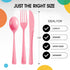 Party Solids 160 Set Sets, 80 40 40 Pink Plastic Silverware Heavy Duty Pcs Pink Plastic Cutlery Disposable Utensil