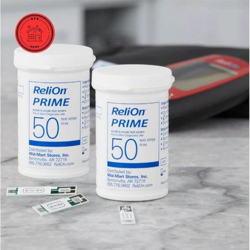 ReliOn Prime Blood Glucose Test Strips, 100 Count for Diabetes, Blood Sugar Test Strips with STS Sticker