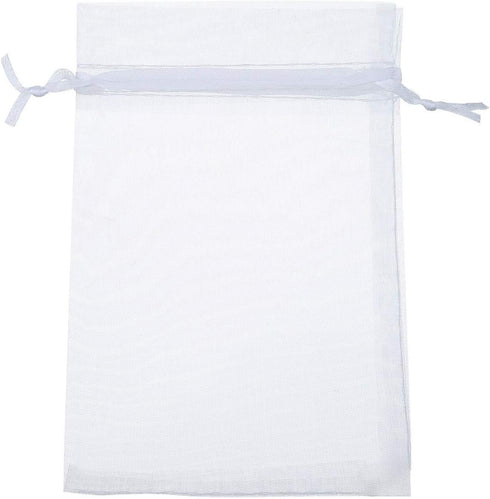 Wudygirl 100pcs Organza Bags 4X6 - White Gift Bags with Drawstring for Party Wedding Favor, Baby Shower